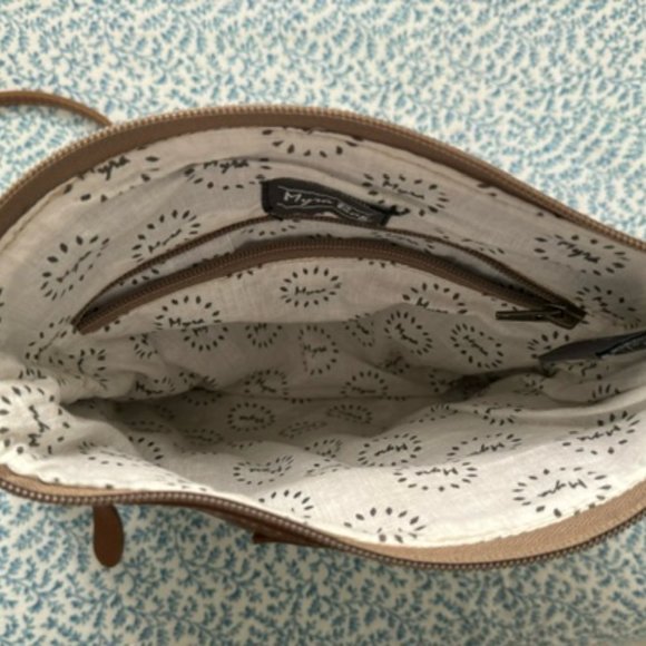 Blue, White and Tan crossbody Myra Bag - Picture 2 of 6